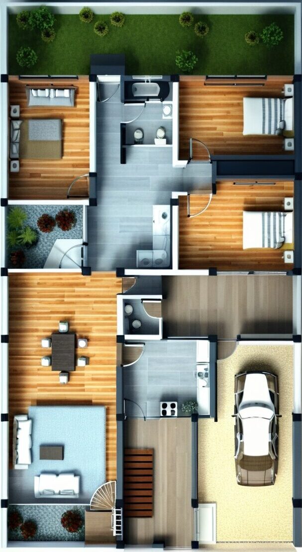 Plano de casa moderno de 11x20 
