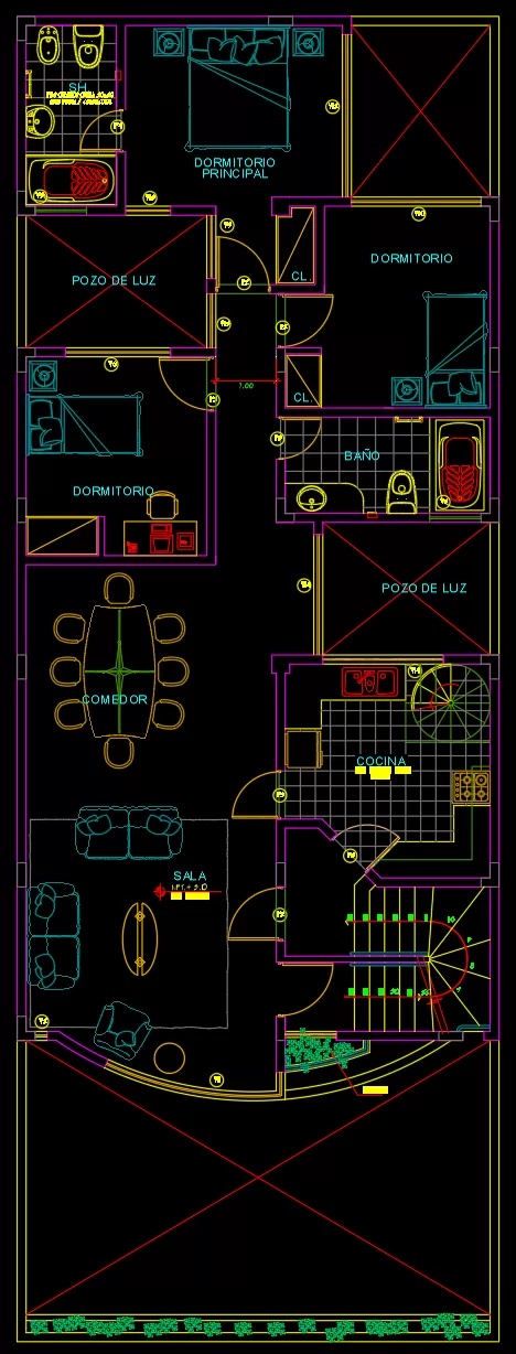 casa 3 pisos 8x22m