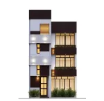 fachada de casa 3 pisos de 6x20 metros