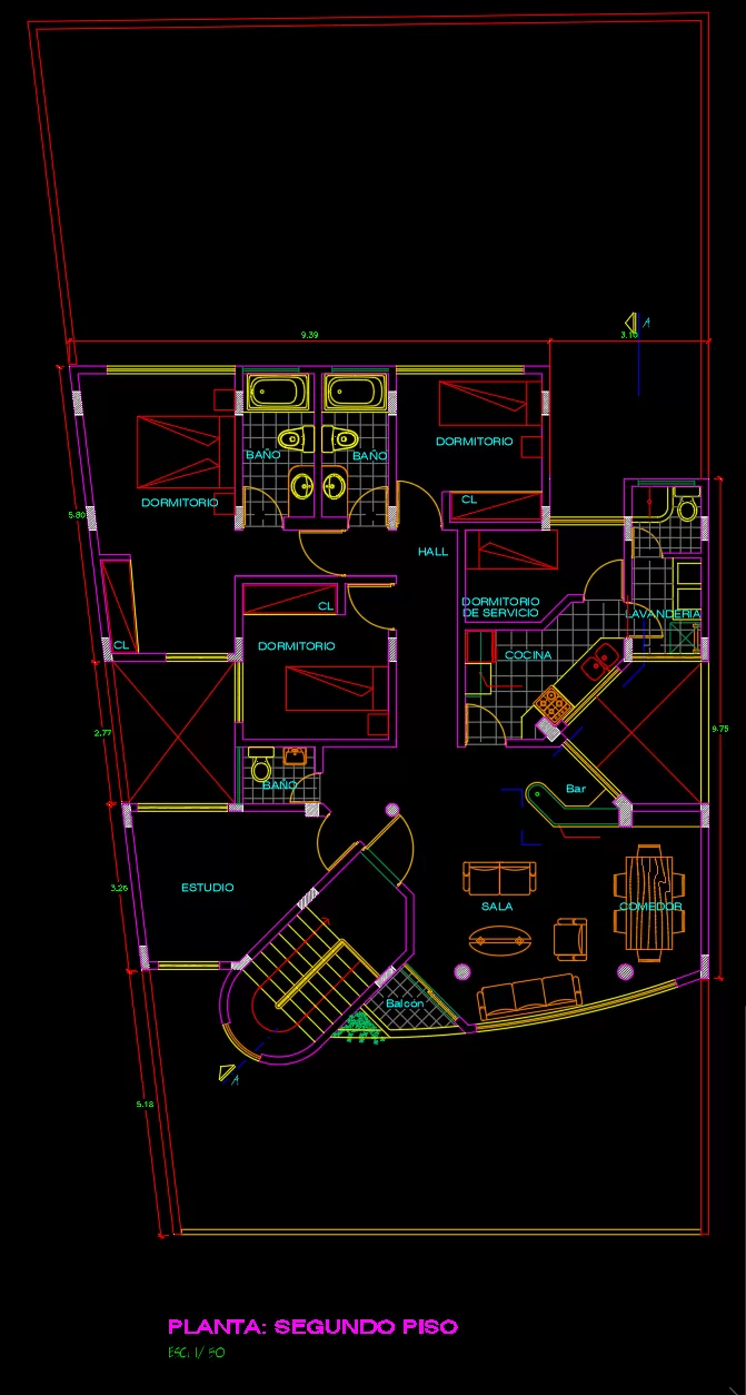 Plano de casa de 12×20 metros