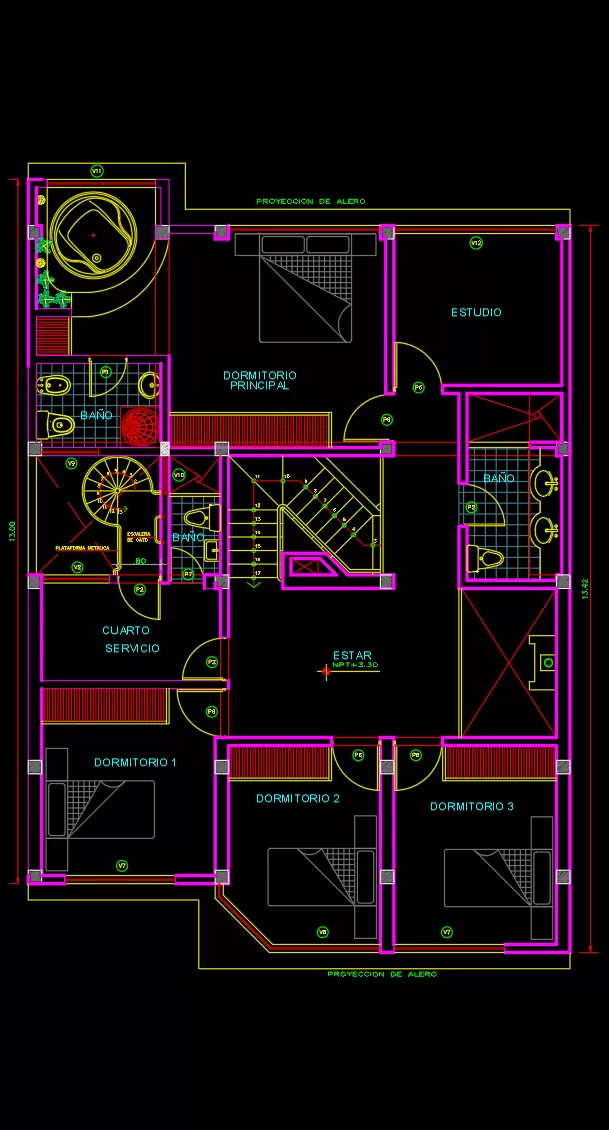 plano casa 20x10 metros 2 pisos
