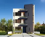 fachada casa moderna de 3 pisos